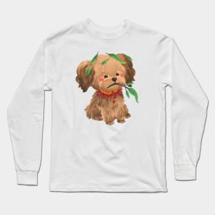 Poodle Holding Leaf Branch Long Sleeve T-Shirt